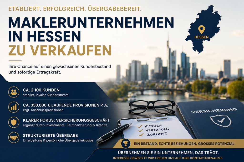 Maklerunternehmen in Hessen kaufen mit Eyzellenten Nachfolgeberatern